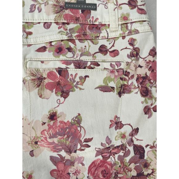 Lauren Conrad Shorts Denim Jean Multicolor Floral Crochet Stretch - Picture 12 of 14